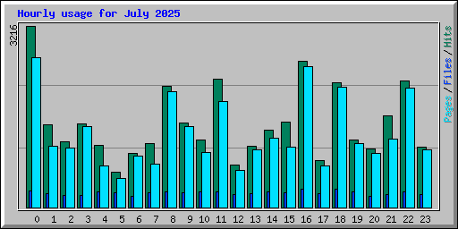 Hourly usage for July 2025